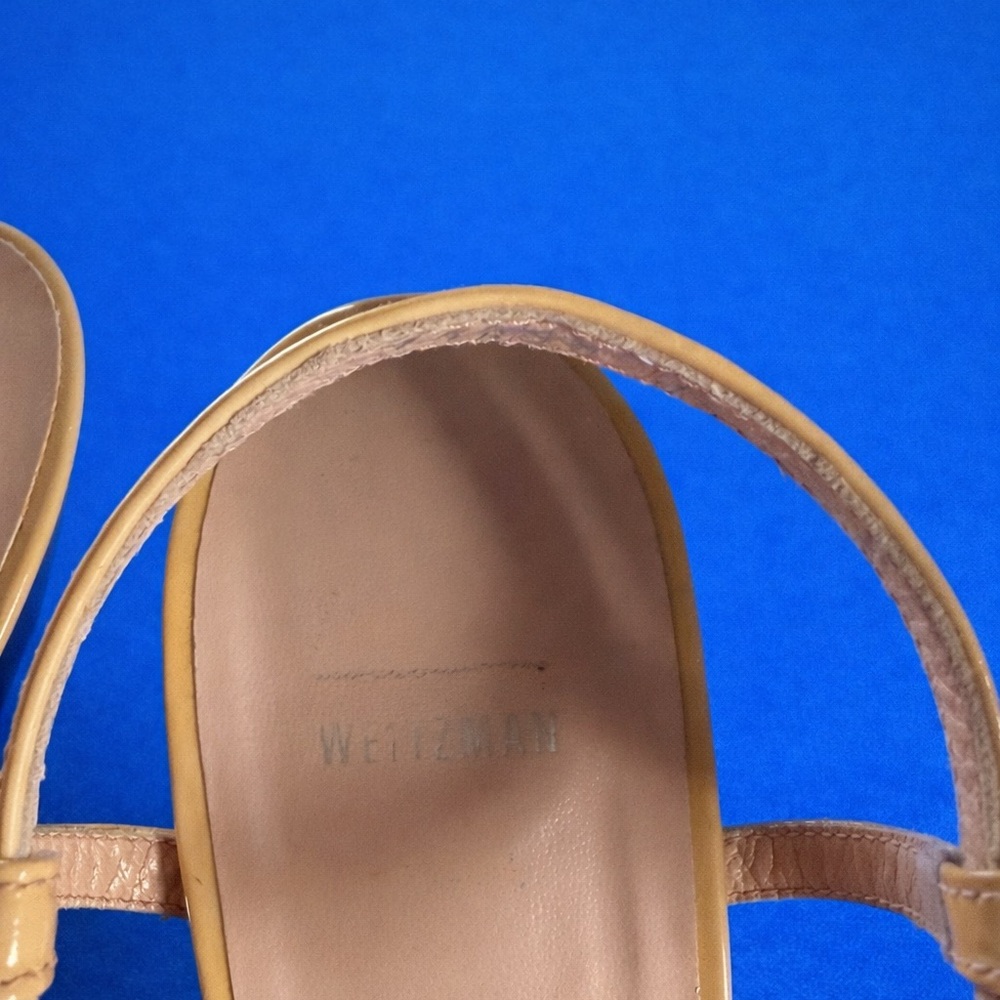 Stuart Weitzman Tan Patent Leather Strap Sandals - Picture 3 of 8